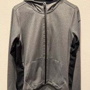 Gray Nike Full-Zip Hoodie Jacket with Black Side Panels